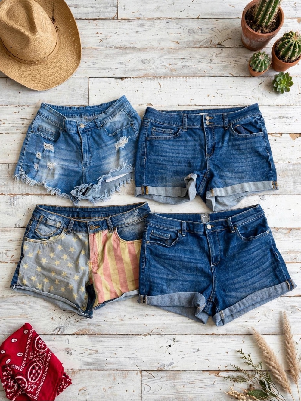 Women’s Denim Shorts - Blue Washed Jean Shorts